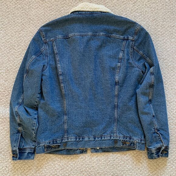 H&M Sherpa Borg Collar Denim Jacket Size S - Picture 7 of 9